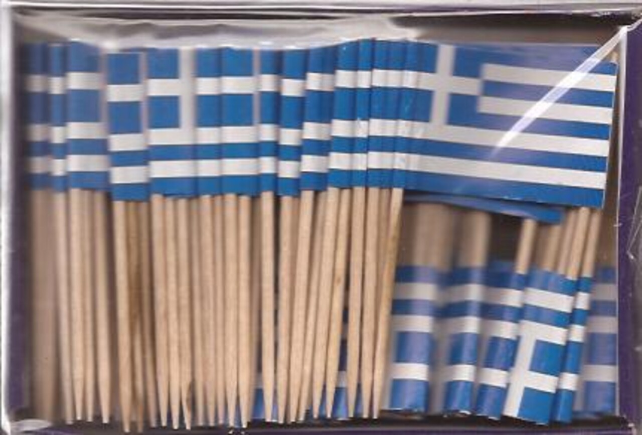 100 Greece Toothpick Flags, 100 Cupcake Flag Toothpicks or Cocktail Picks